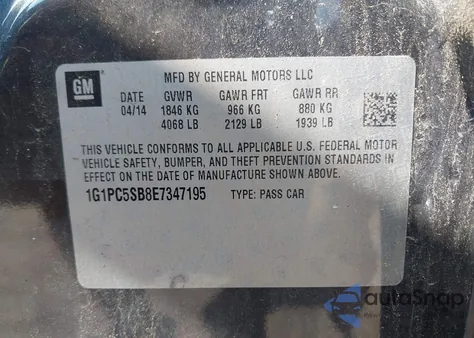 2014 Chevrolet Cruze 1Lt z USA, uszkodzony, nr VIN 1G1PC5SB8E7347195